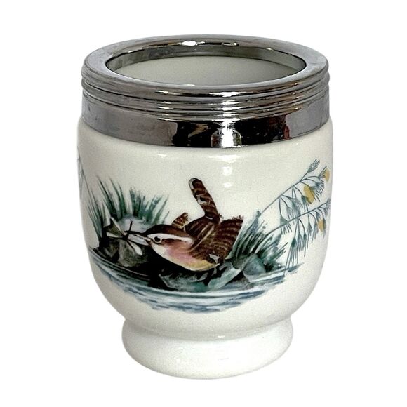 Set of 2 Vintage Royal Worcester 1960s "Woodland Birds" Porcelain Egg Coddlers - Picture 8 of 12